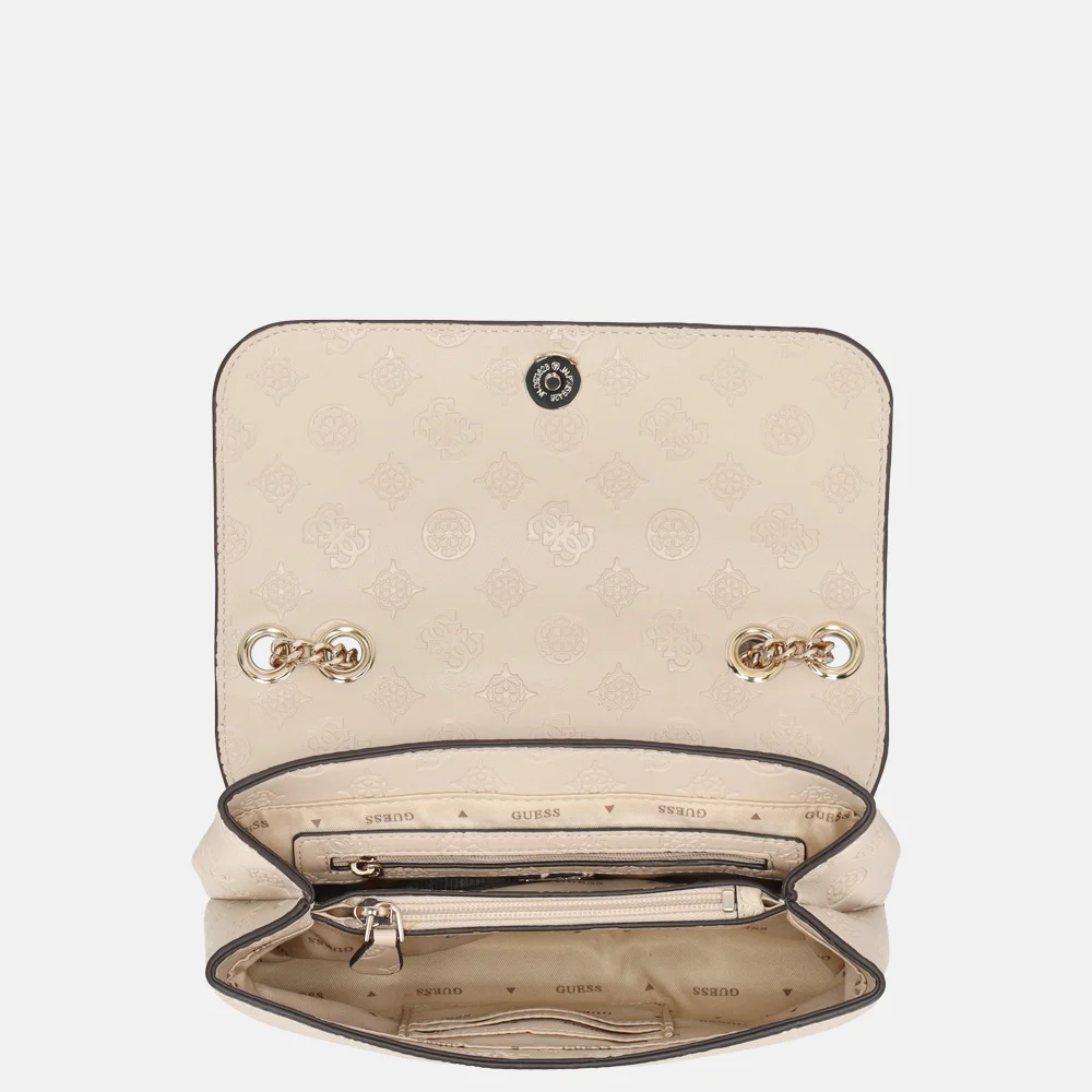 Guess Dita crossbody tas light taupe logo bij Duifhuizen
