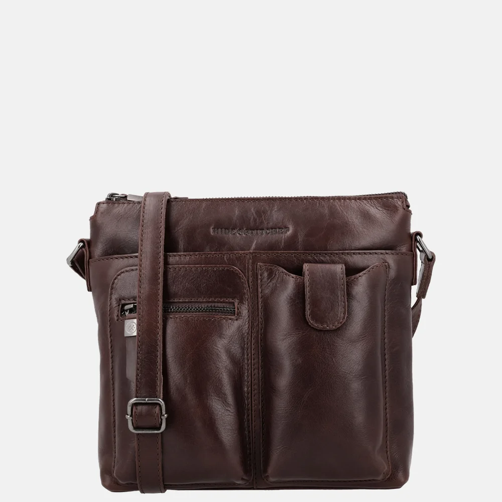 Hide & Stitches Idaho crossbody tas donkerbruin