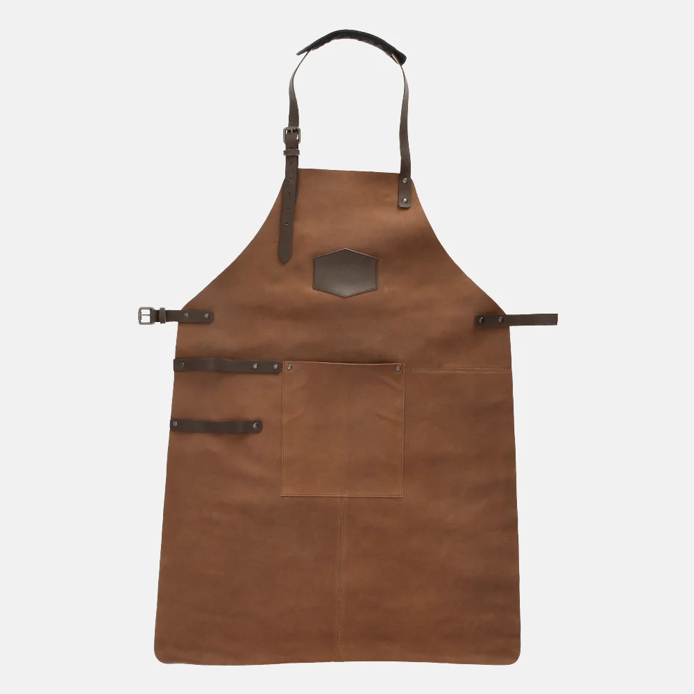 Vaderdag special lederen barbecue schort cognac