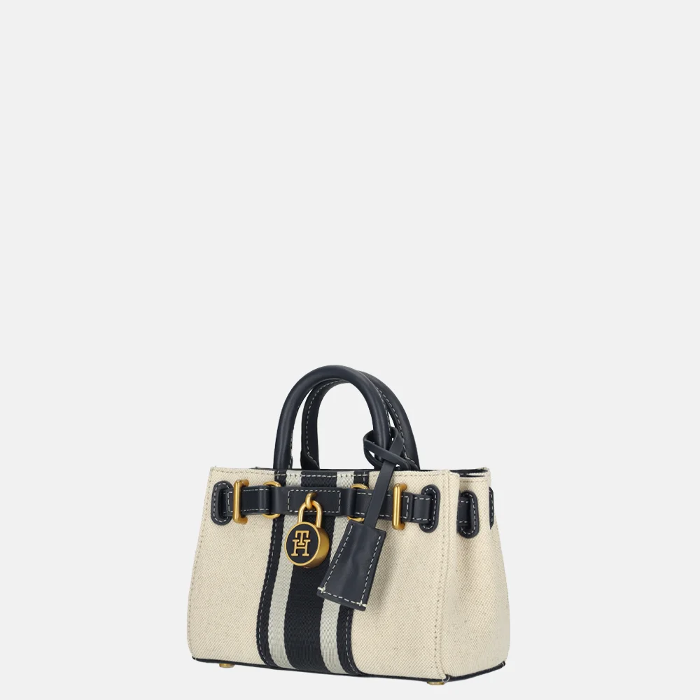 Tommy Hilfiger American Icon micro handtas white canvas/blue bij Duifhuizen