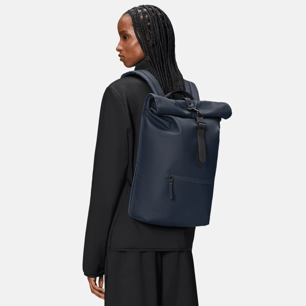 Rains Roll Top laptoprugzak 15 inch navy bij Duifhuizen
