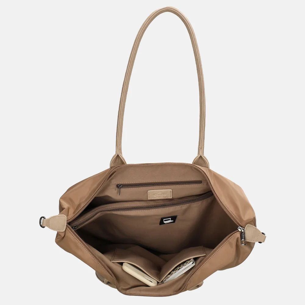 Charm London Buckingham Mono shopper met 15.6 inch laptopvak L lichttaupe bij Duifhuizen
