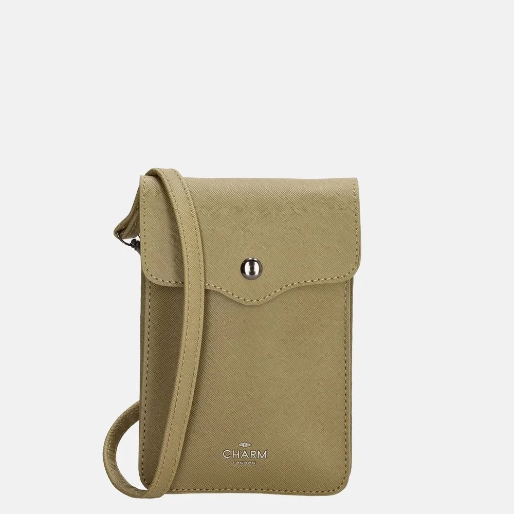 Charm London Saffiano telefoontas khaki bij Duifhuizen