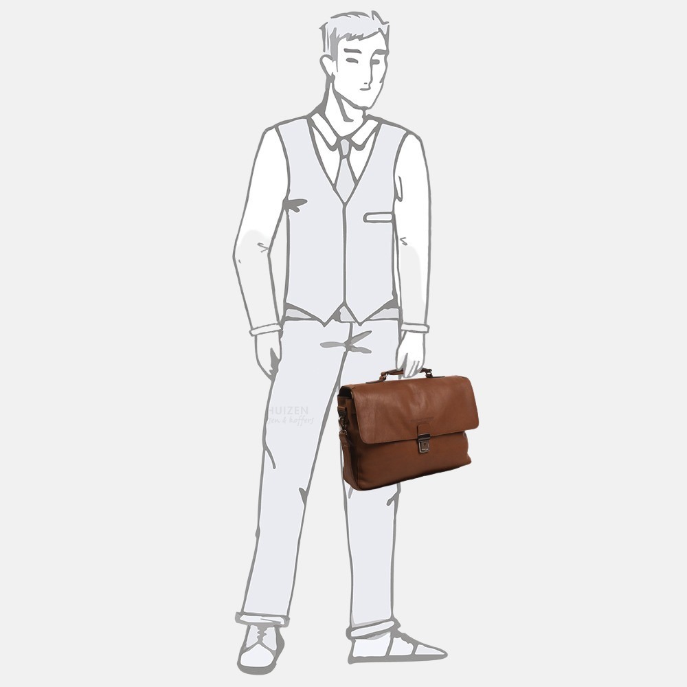 Chesterfield Iowa laptoptas 15.6 inch cognac bij Duifhuizen