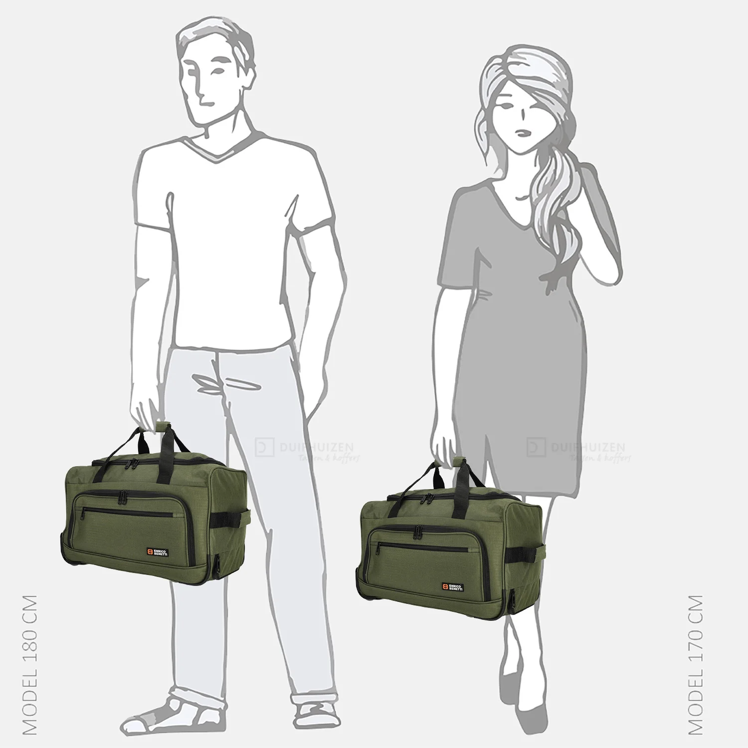 Enrico Benetti Brussels reistas op wielen 50 cm olive bij Duifhuizen