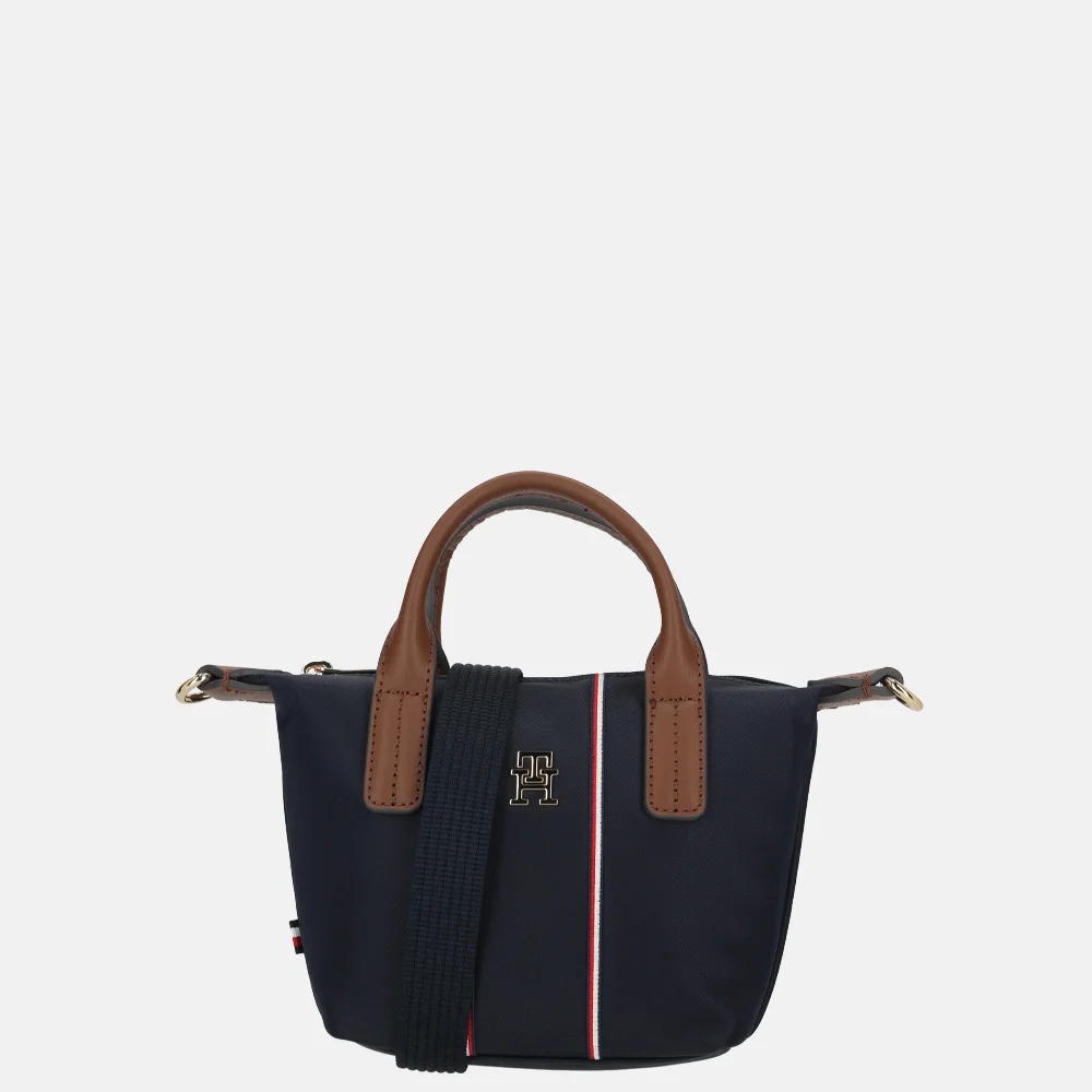 Tommy Hilfiger Popette micro tote handtas space blue corp bij Duifhuizen