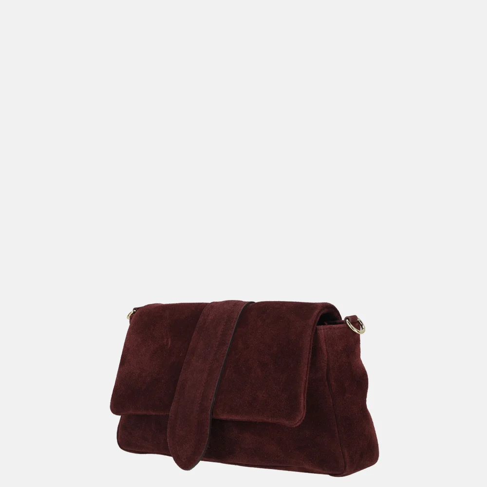 Charm London overslag schoudertas suede bordeaux rood bij Duifhuizen