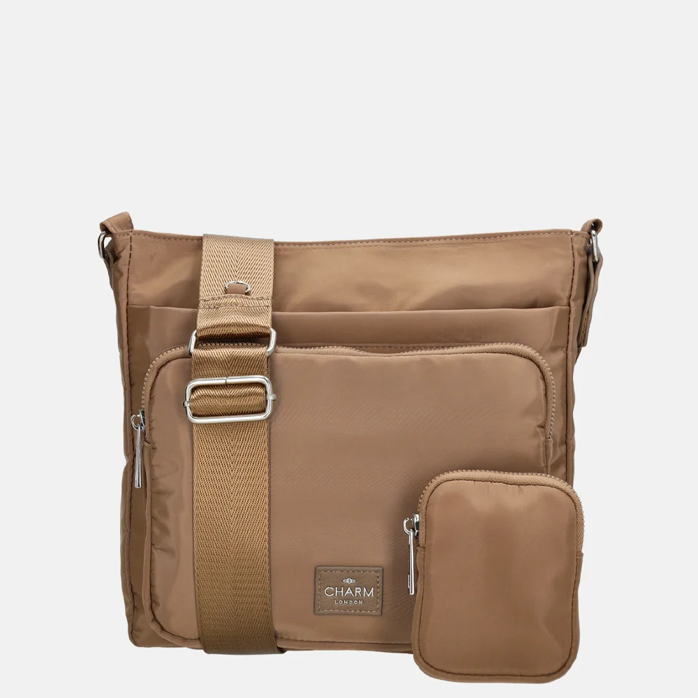 Charm London crossbody tas taupe bij Duifhuizen