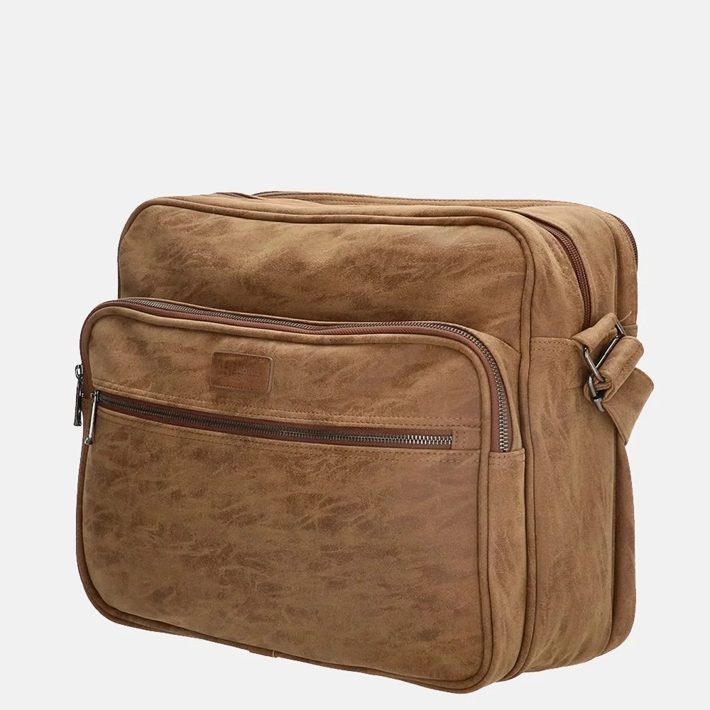 Enrico Benetti 15 inch laptop schoudertas bruin bij Duifhuizen