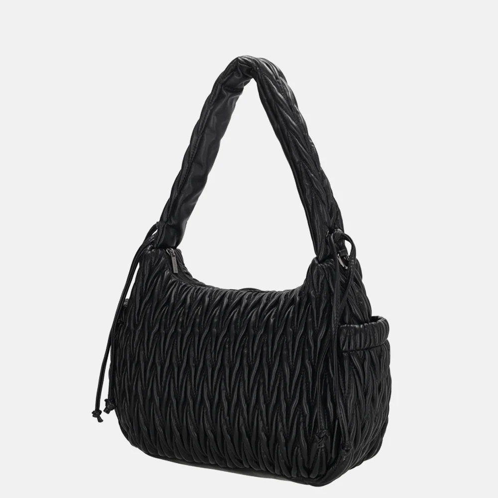 Charm London West End schoudertas smocked zwart bij Duifhuizen