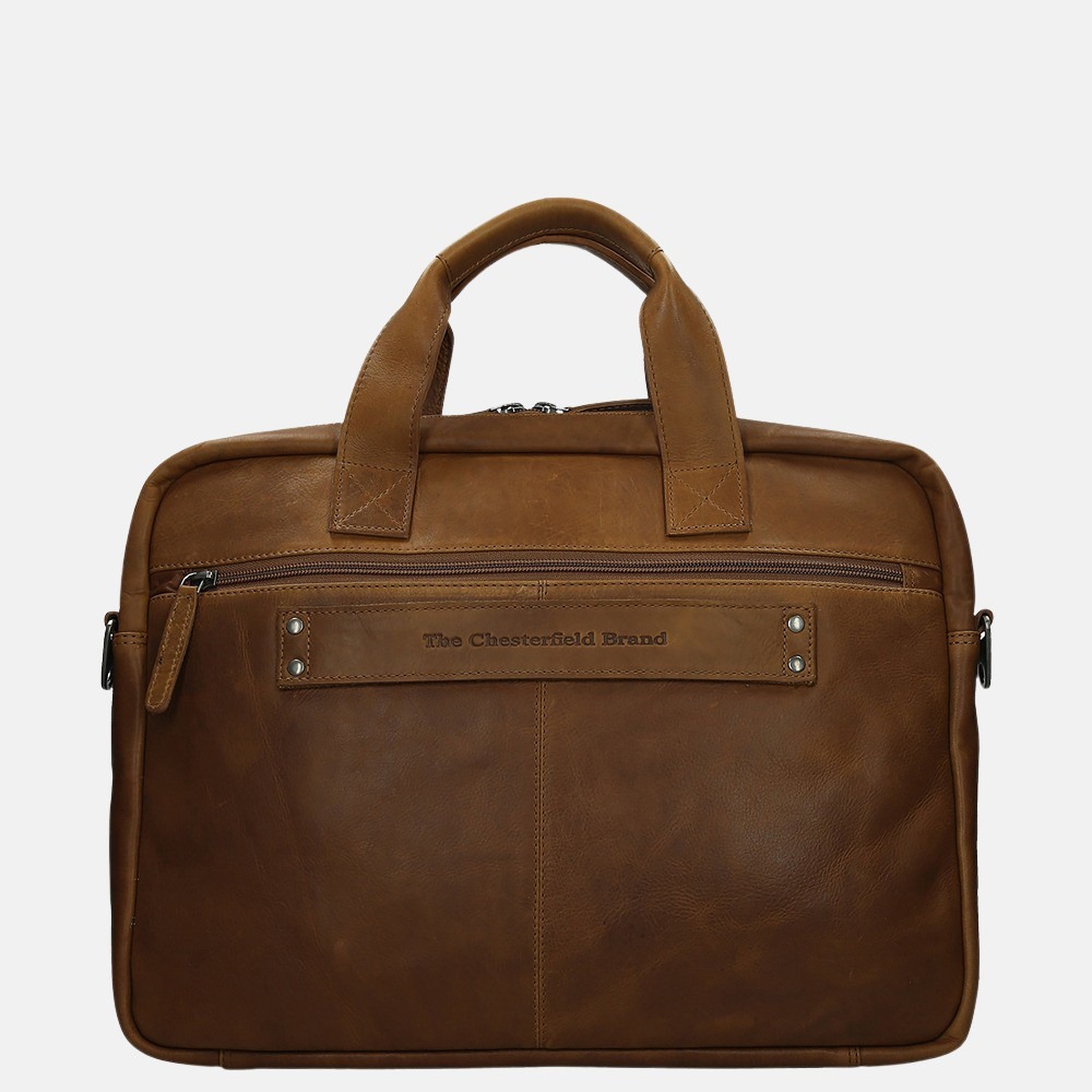 Chesterfield Calvi laptoptas 15.6 inch cognac bij Duifhuizen