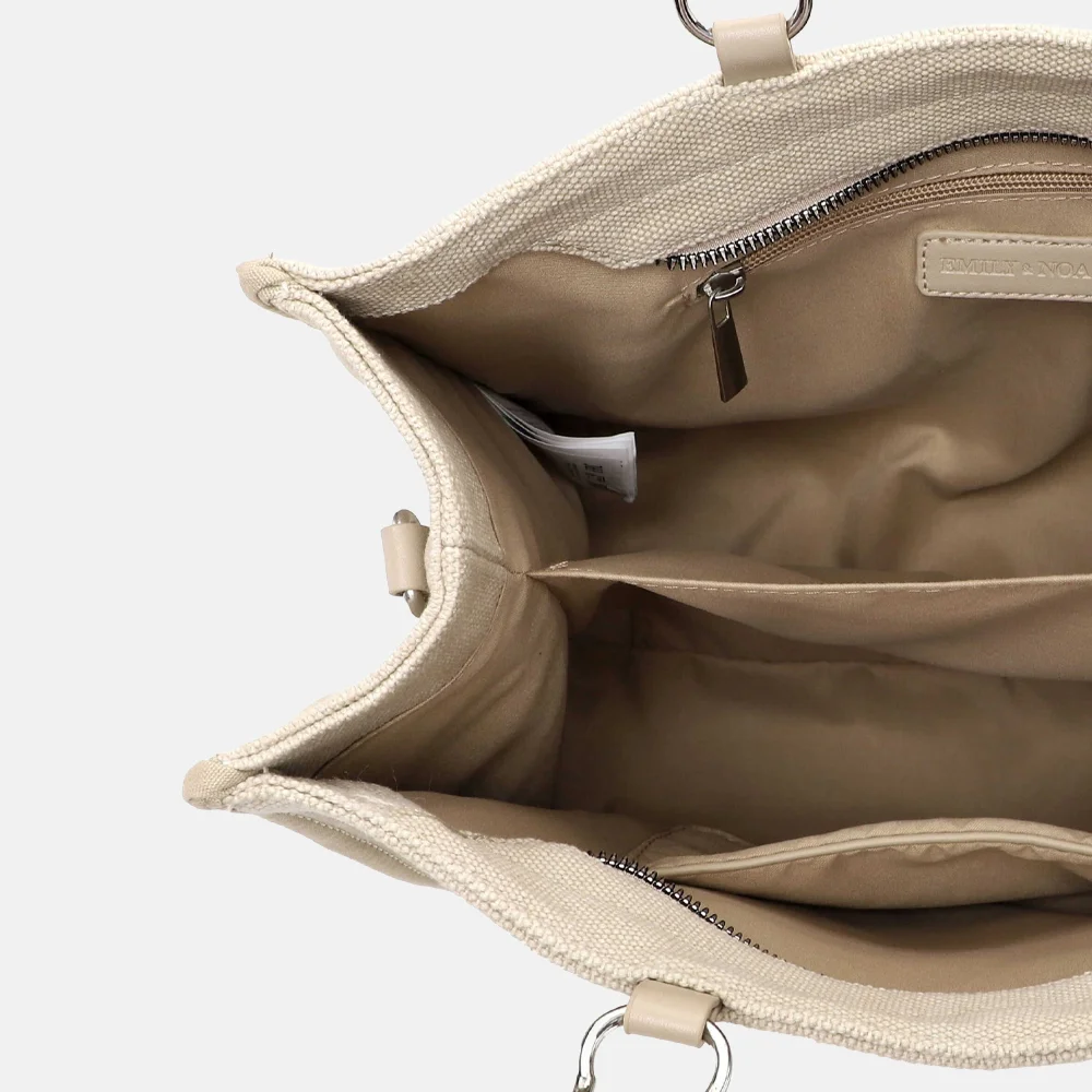 Emily & Noah Joelle summer vibes handtas canvas bambo taupe bij Duifhuizen