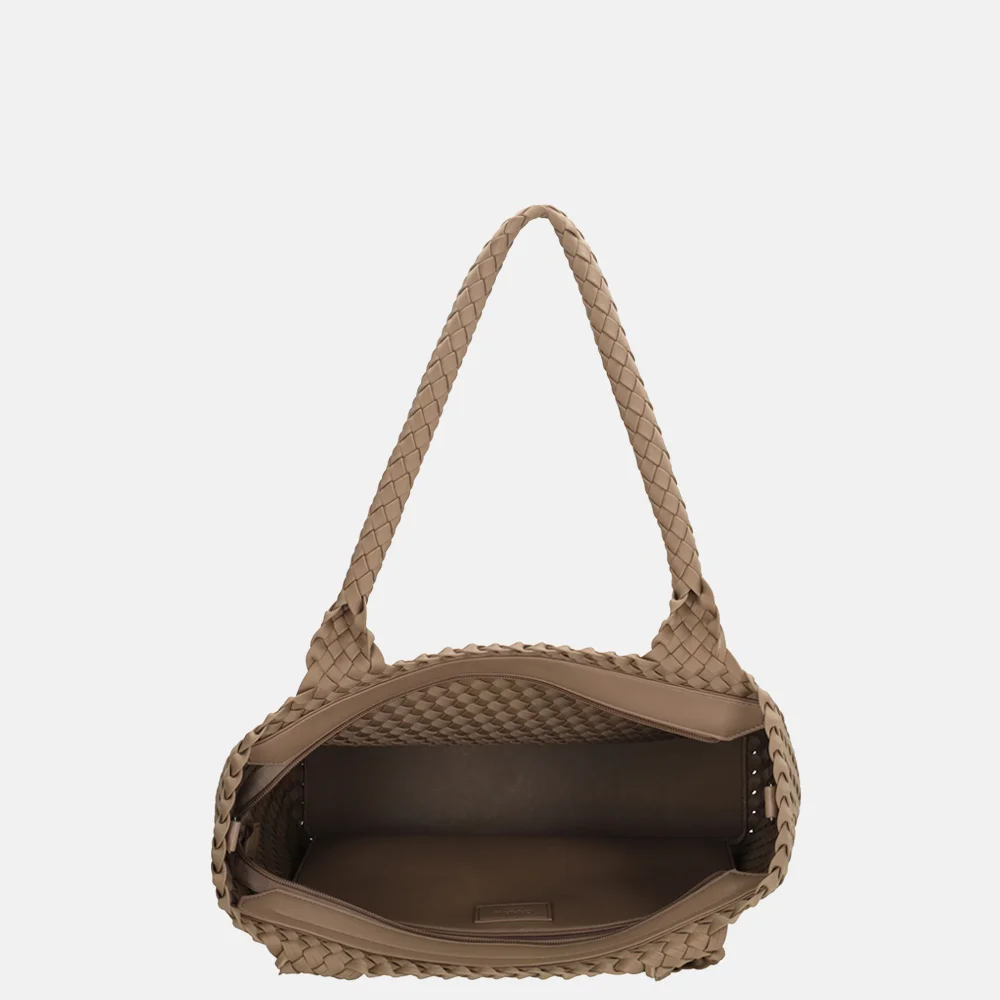 Charm London  Madera shopper gevlochten neopreen taupe bij Duifhuizen
