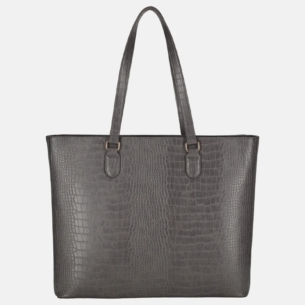 Duifhuizen croco shopper met laptopvak middengrijs bij Duifhuizen