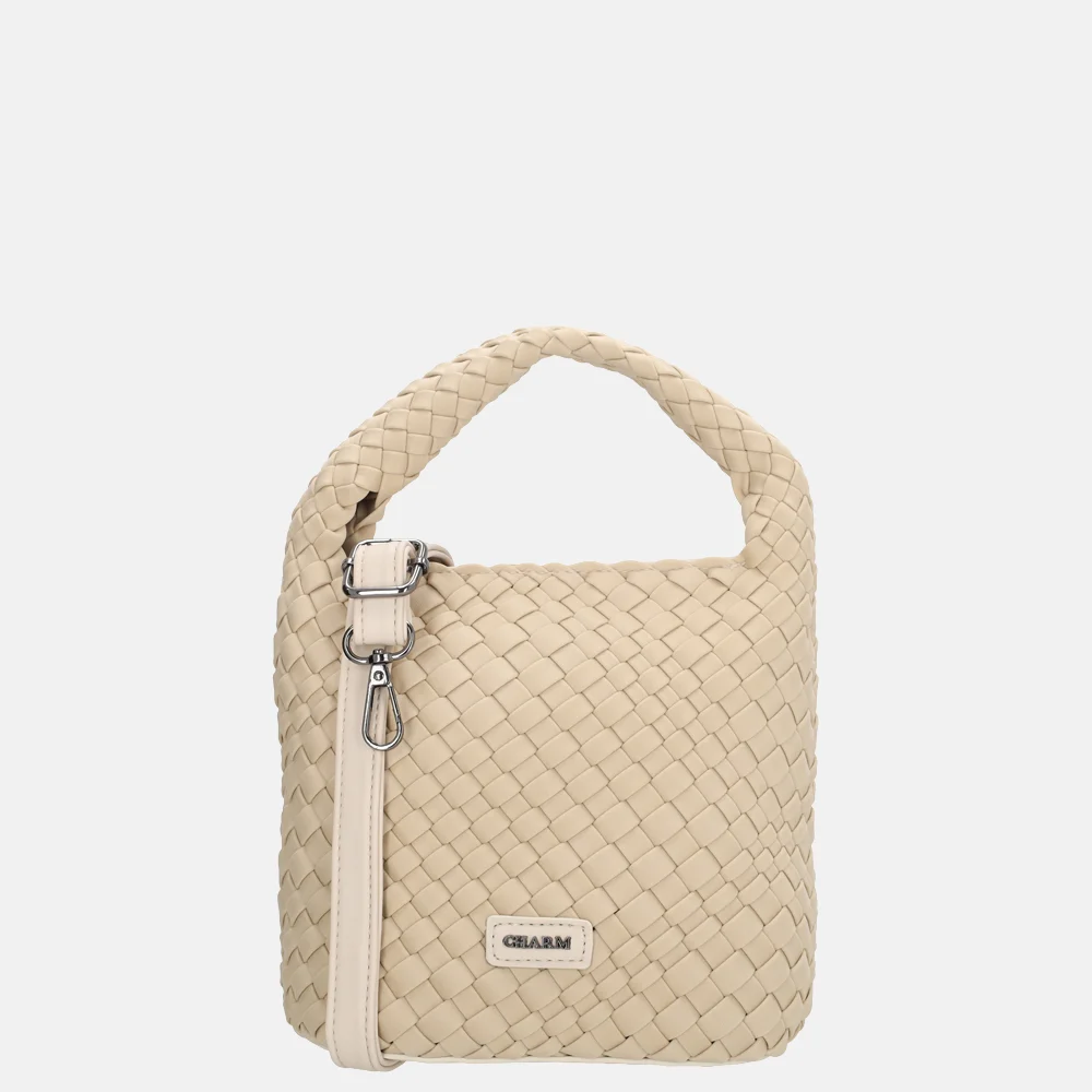 Charm London Madera handtas gevlochten neopreen S creme