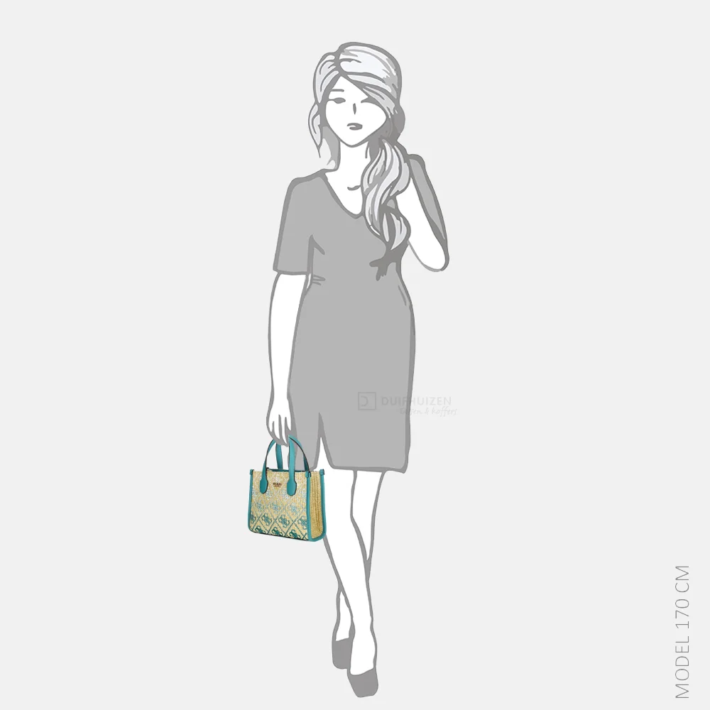 Guess Silvana handtas mini teal logo bij Duifhuizen