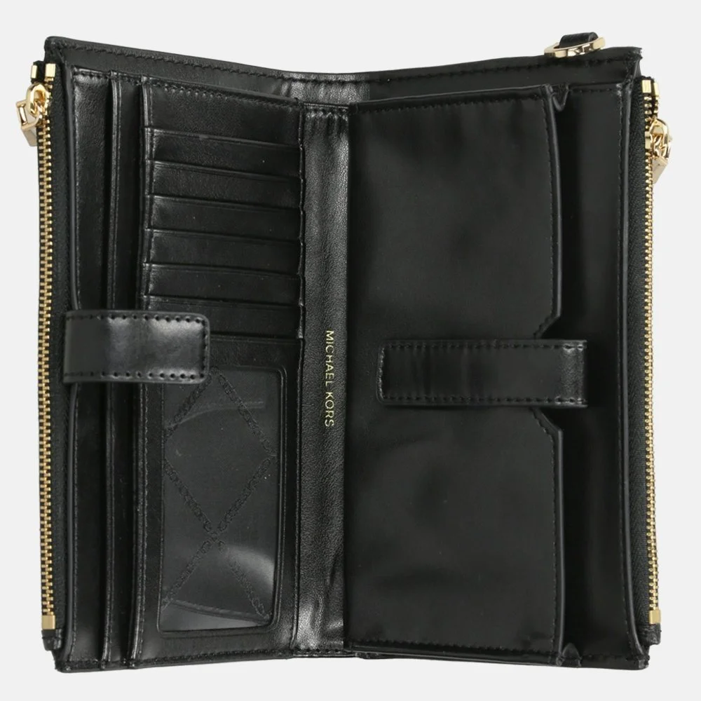 Michael Kors Jet Set Double Zip Wristlet portemonnee black bij Duifhuizen