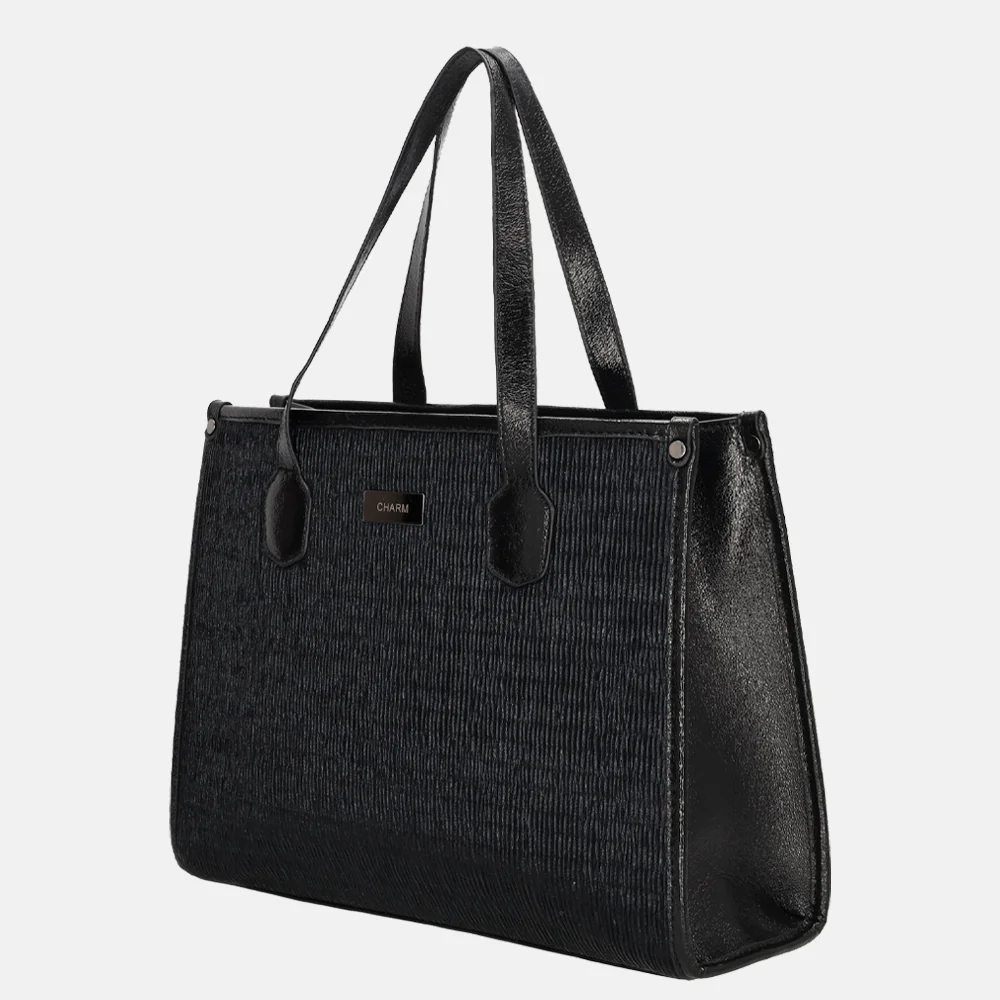 Charm London Kingsway shopper zwart bij Duifhuizen