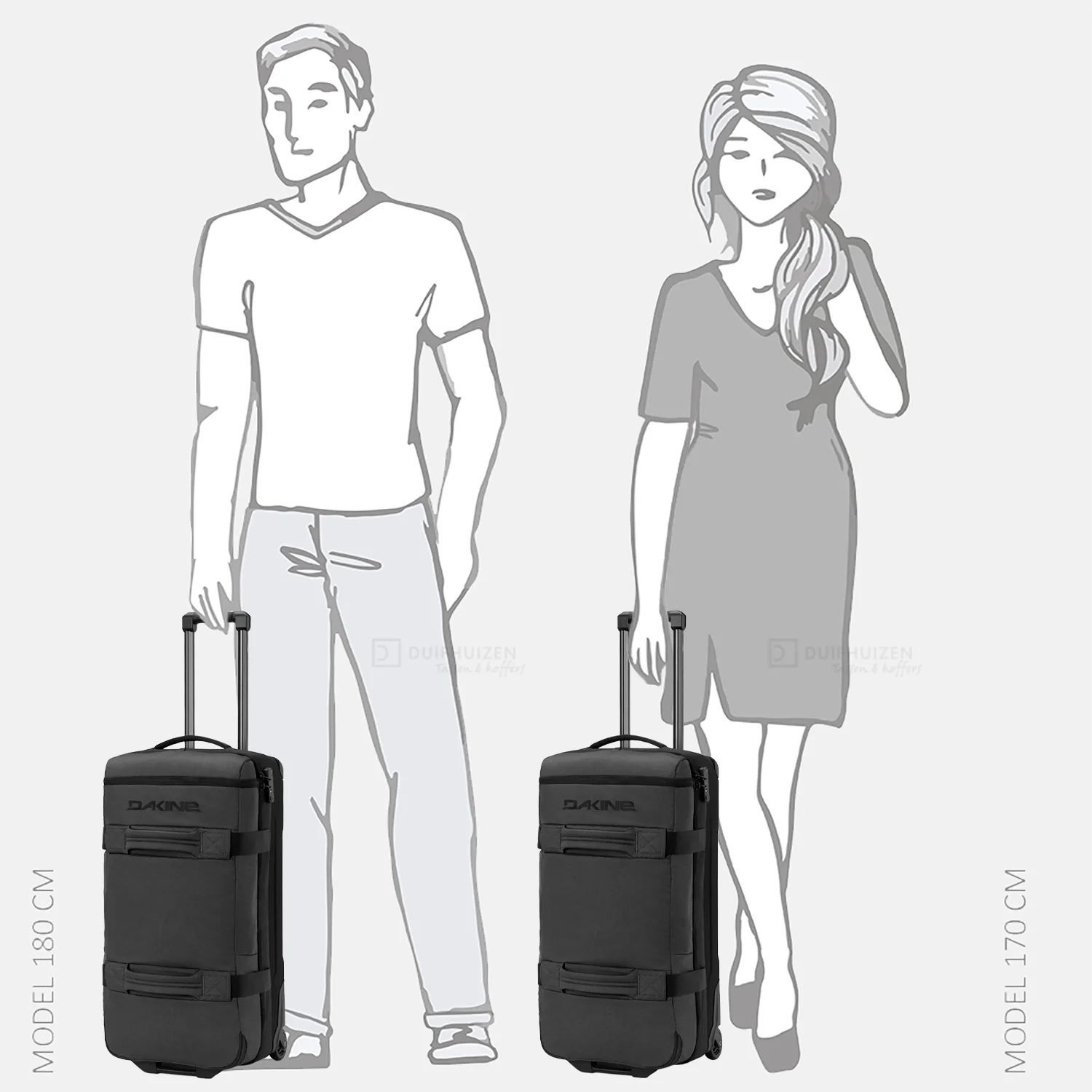 Dakine Split Roller bag 2.0 reistas op wielen 85 liter carbon heather bij Duifhuizen