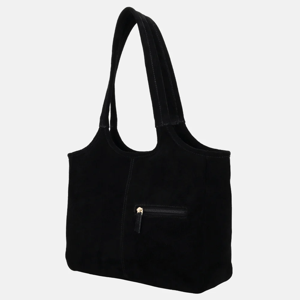 Charm London Sevilla shopper suede zwart bij Duifhuizen
