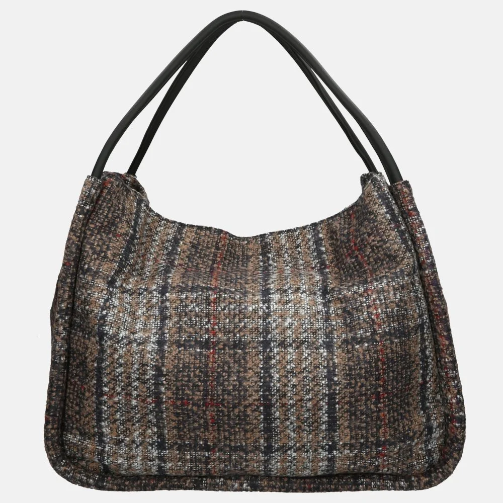 Day-et Woolen Check shopper mega brown bij Duifhuizen