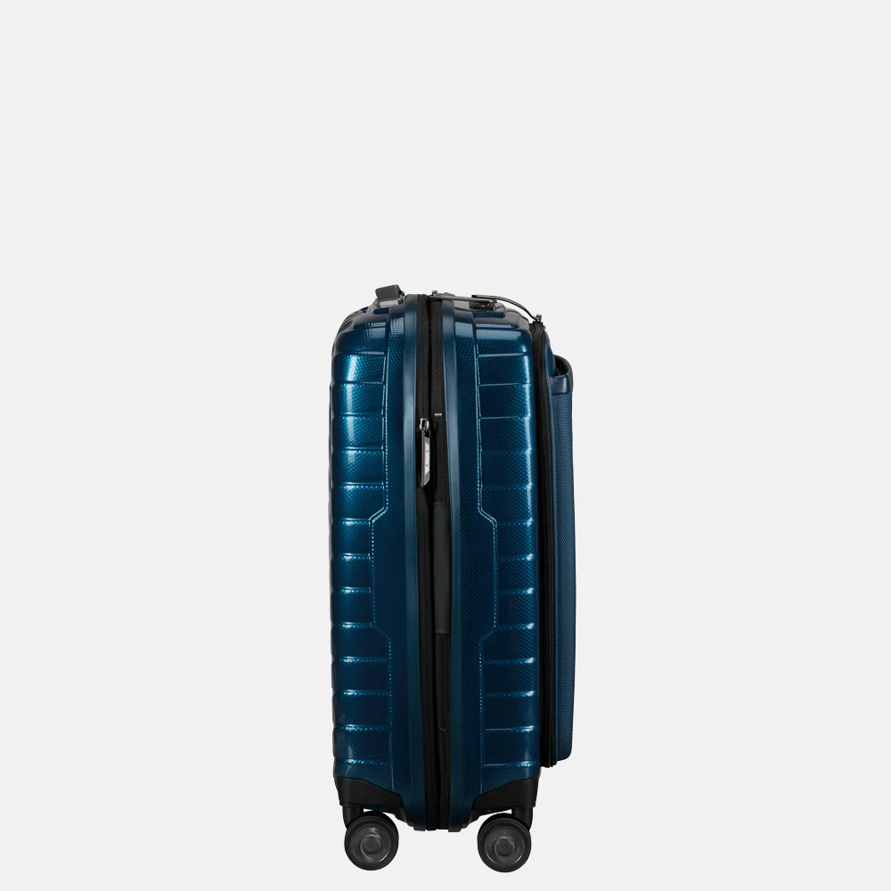 Samsonite Proxis frontpocket handbagage koffer 55 cm expandable petrol blue bij Duifhuizen