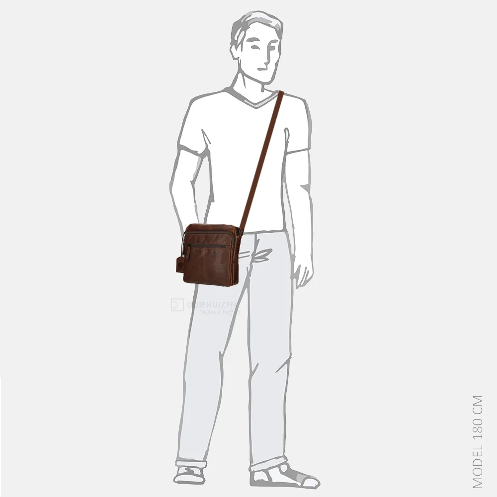 Pylos Sarda crossbody tas brandy bij Duifhuizen