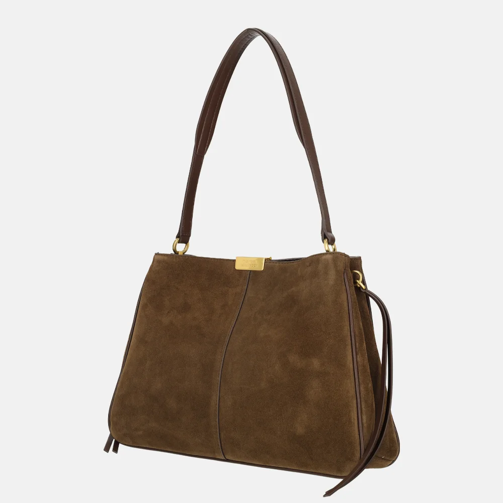 Tommy Hilfiger casual leather schoudertas suede legacy brown bij Duifhuizen