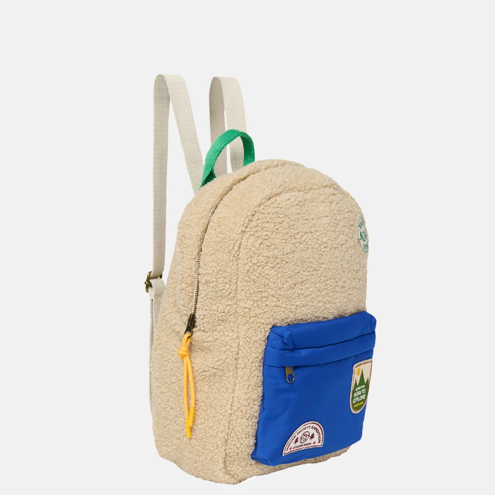 Studio Noos Teddy midi kinderrugzak ecru/cobalt bij Duifhuizen
