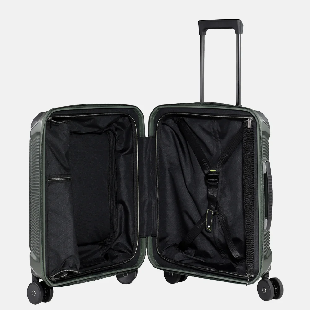 Travelite Millennium Frontpocket handbagage koffer 55 cm 15 inch pine green bij Duifhuizen