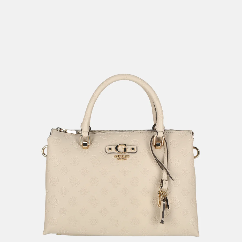 Guess Dita handtas light taupe Logo bij Duifhuizen