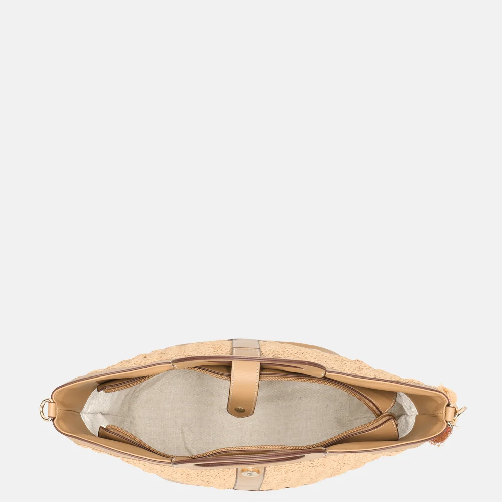 Laurent David Leo handtas raffia taupe bij Duifhuizen