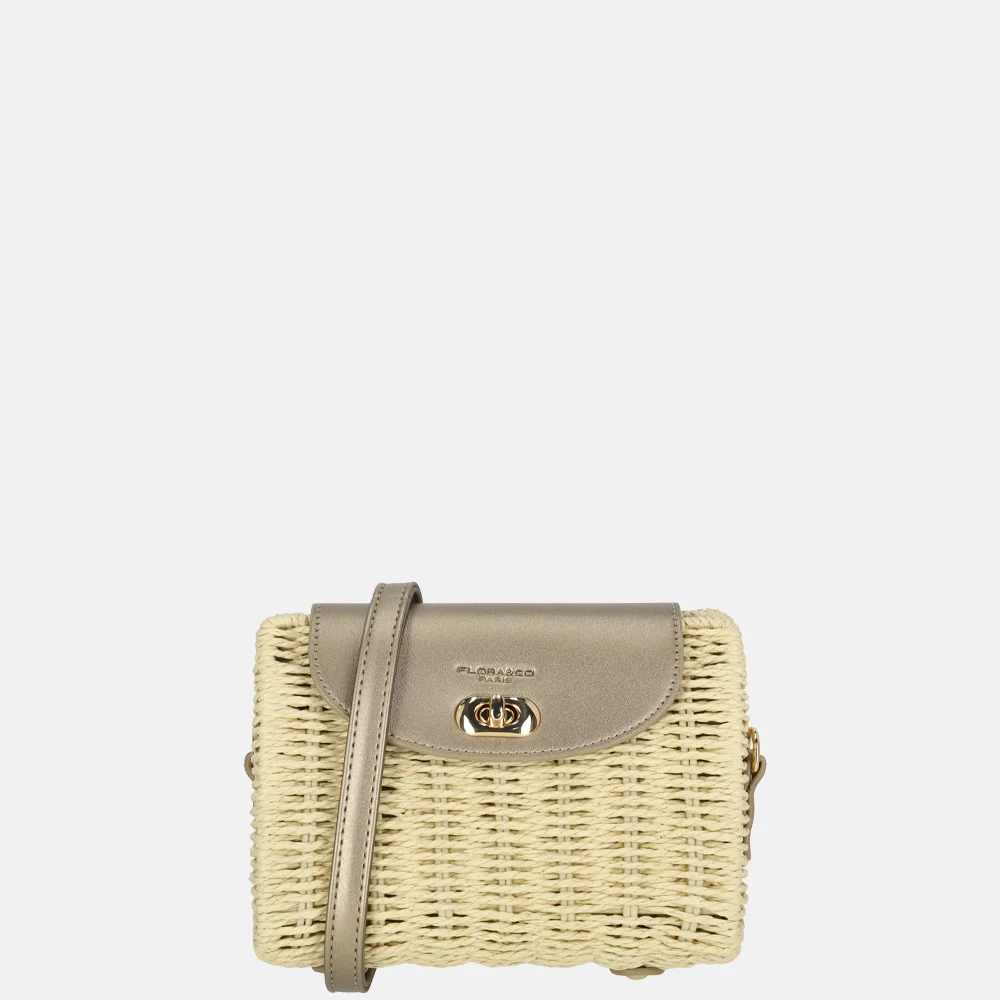 Flora & Co schoudertas riet beige