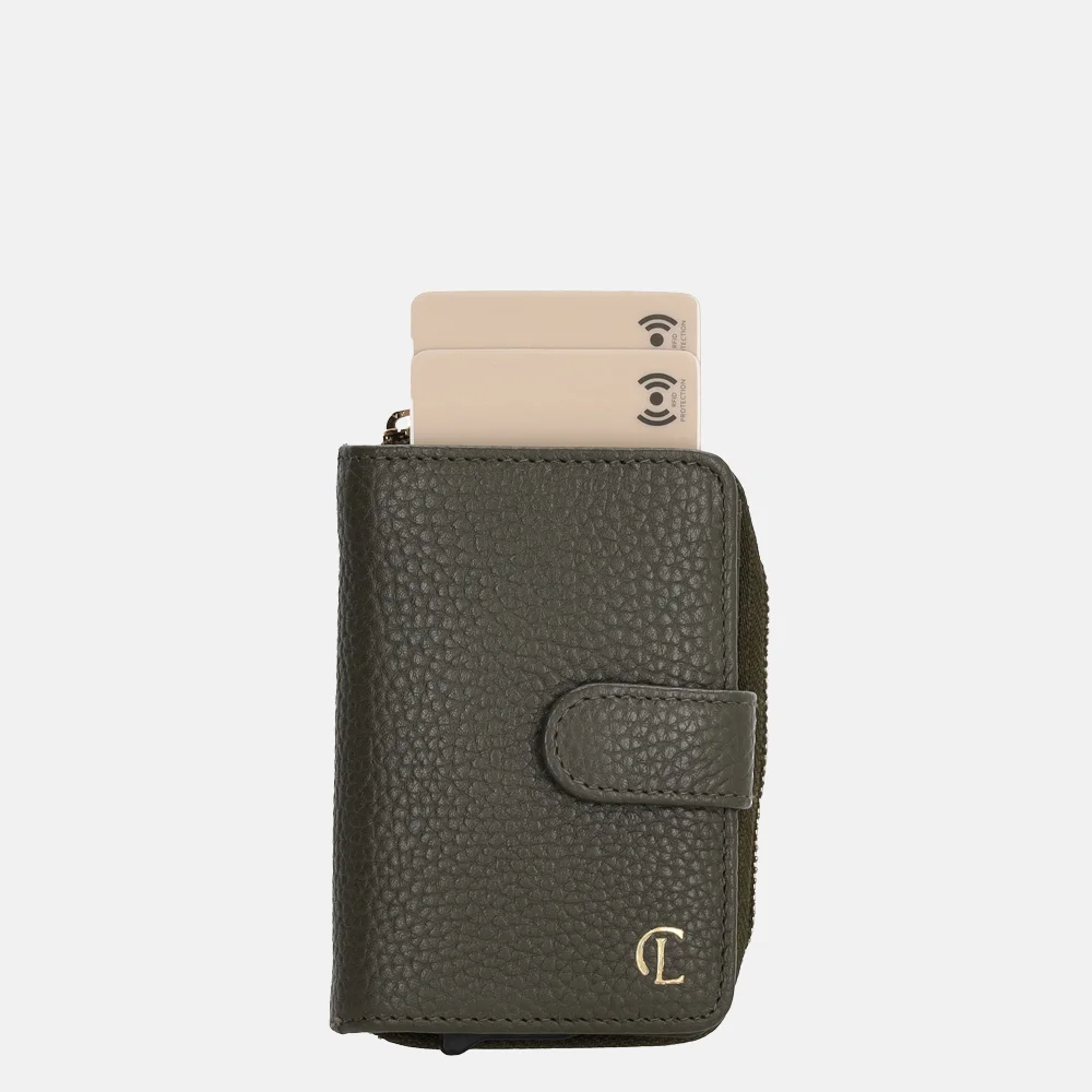 Charm London safety wallet portemonnee donkergroen bij Duifhuizen