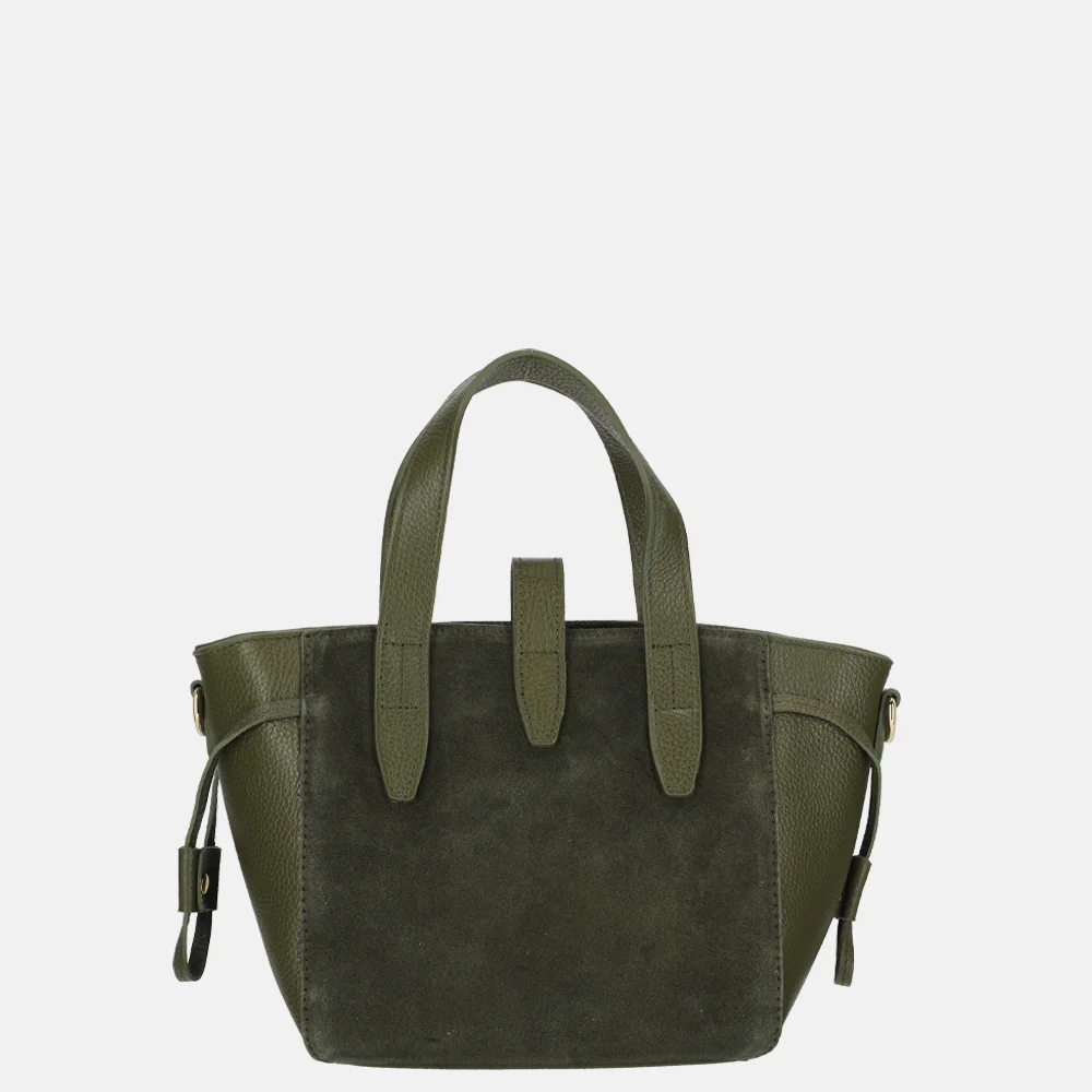 Charm London handtas suede/leer olijfgroen bij Duifhuizen