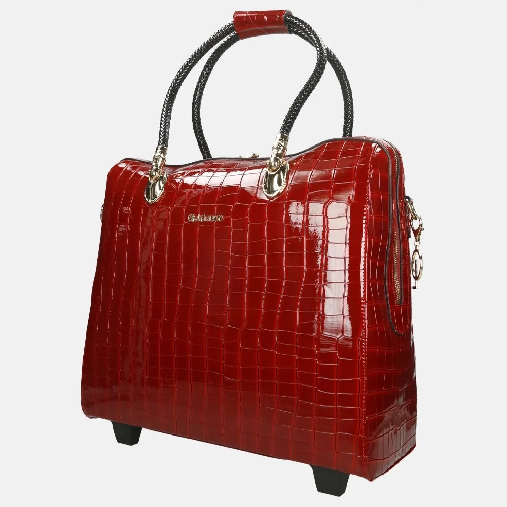 Olivia Lauren Alice business trolley croco rouge bij Duifhuizen
