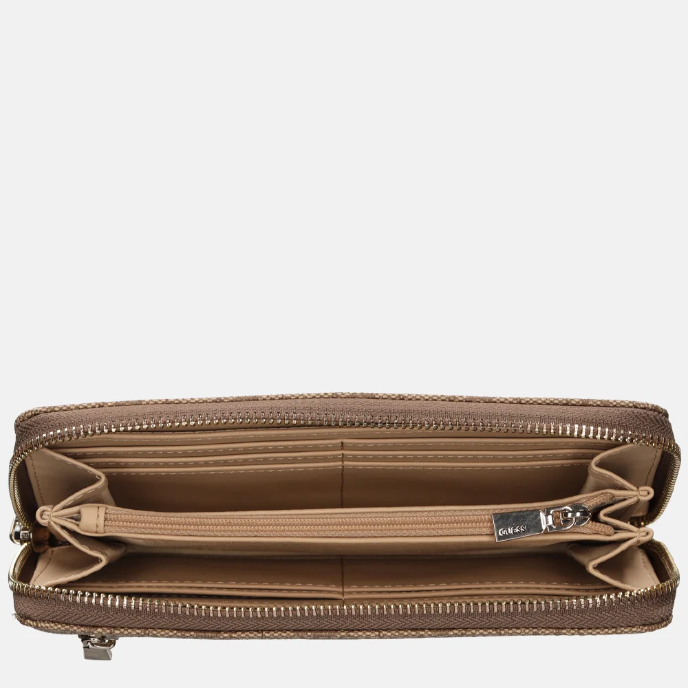 Guess Laurel SLG ziparound portemonnee L latte logo bij Duifhuizen