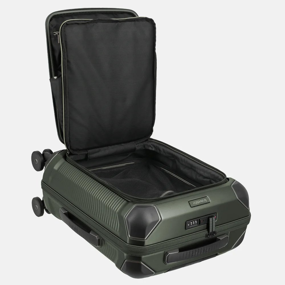 Travelite Millennium Frontpocket handbagage koffer 55 cm 15 inch pine green bij Duifhuizen