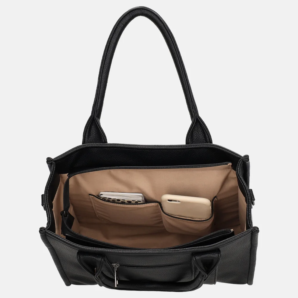 Charm London Debossed shopper M zwart bij Duifhuizen