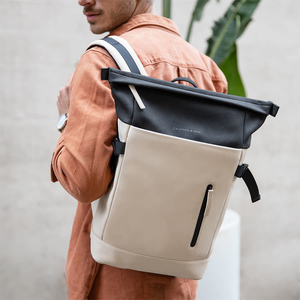Kapten & Son Aarhus rugzak 16 inch cream black bij Duifhuizen