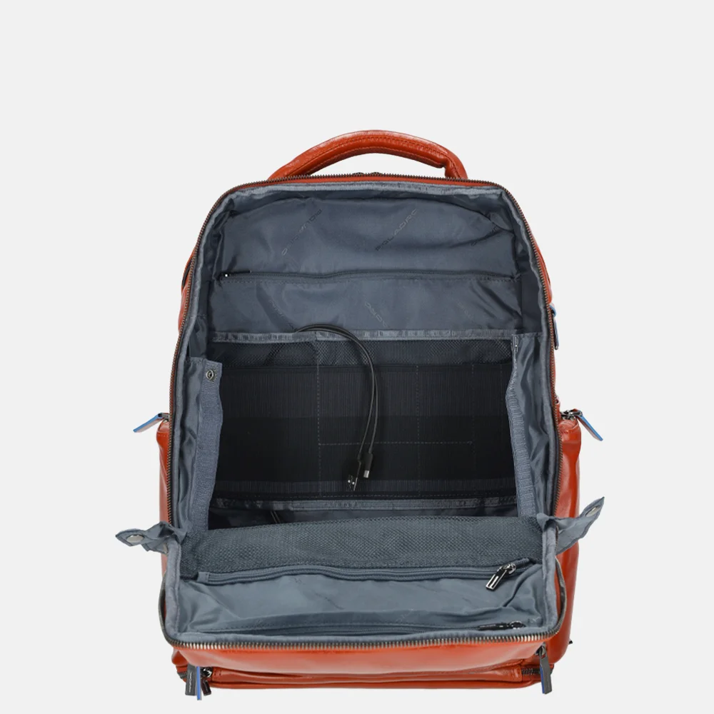 Piquadro Blue Square laptoprugzak 15 inch orange bij Duifhuizen