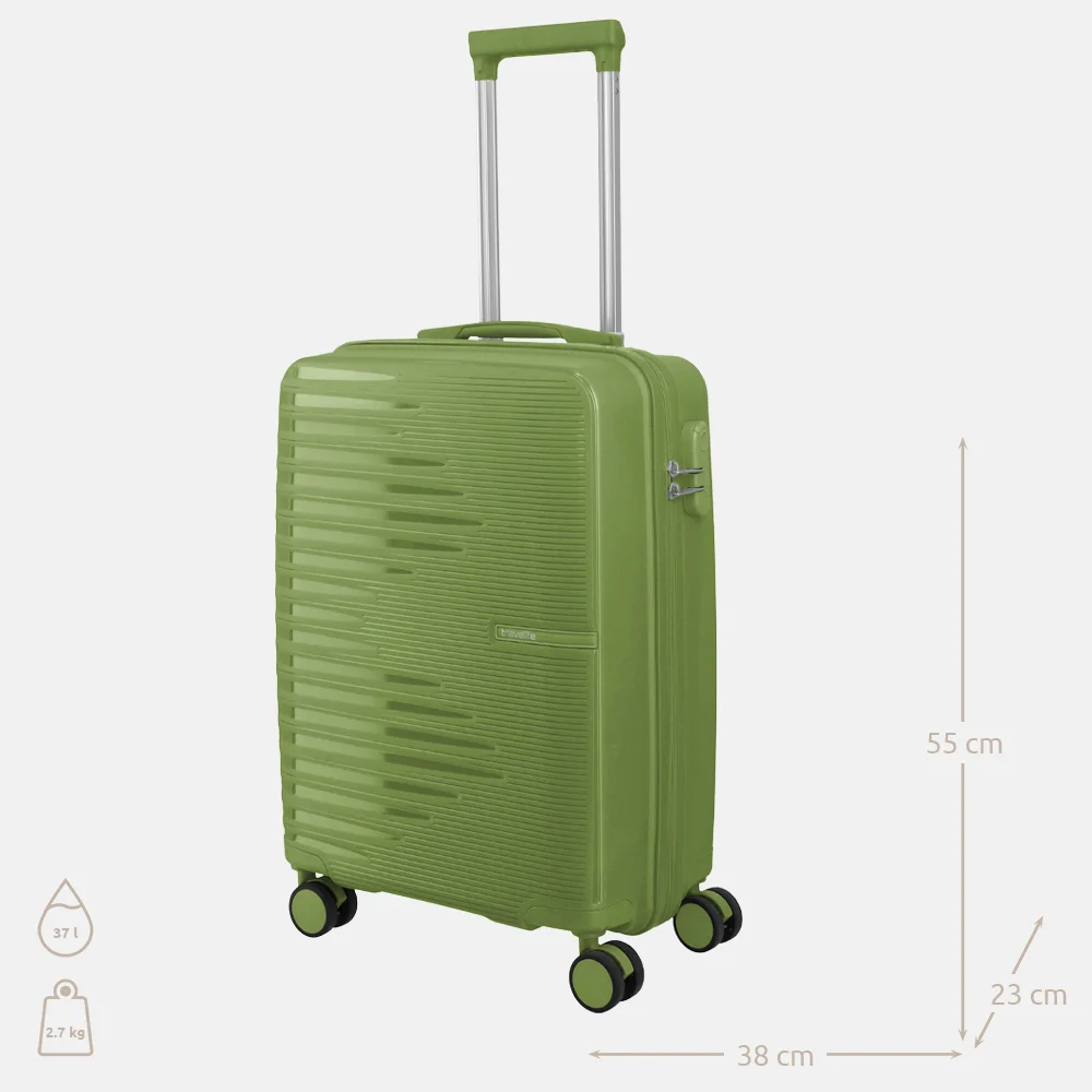 Travelite Pacific spinner 55cm olive bij Duifhuizen