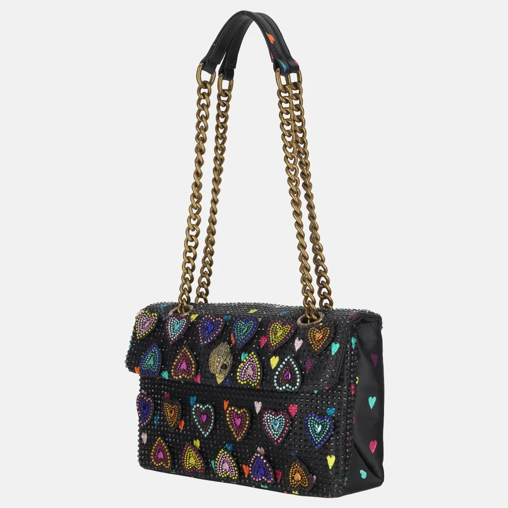 Kurt Geiger Kensington Fabric schoudertas M harten studs black bij Duifhuizen