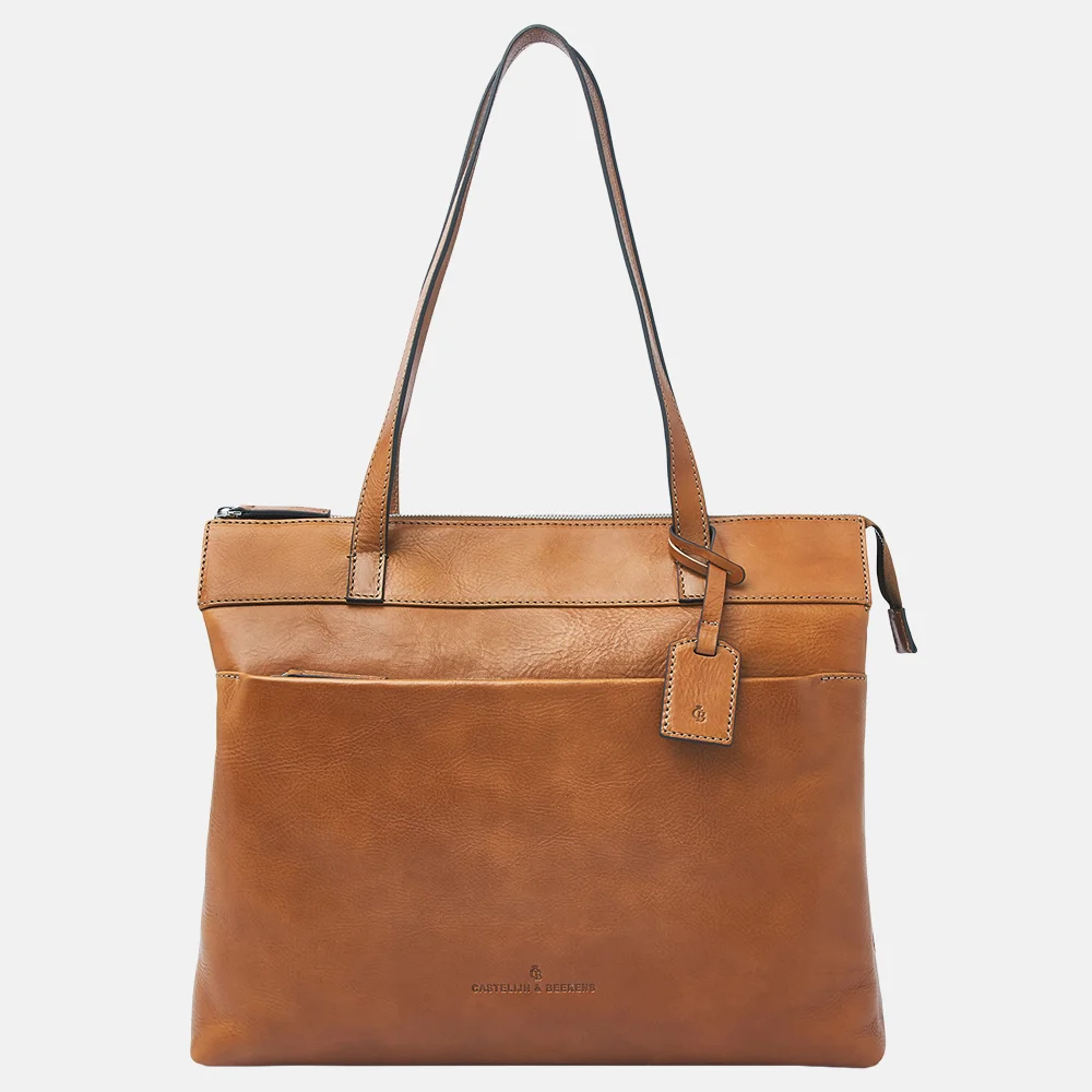 Castelijn en Beerens Lia Single zip Heritage laptoptas 15.6 inch light brown bij Duifhuizen