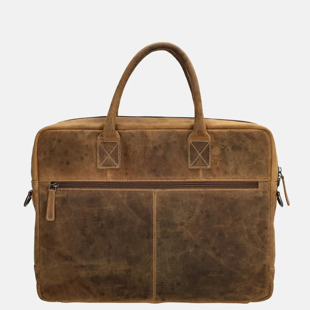 Hide & Stitches Idaho laptoptas 15 inch bruin  bij Duifhuizen