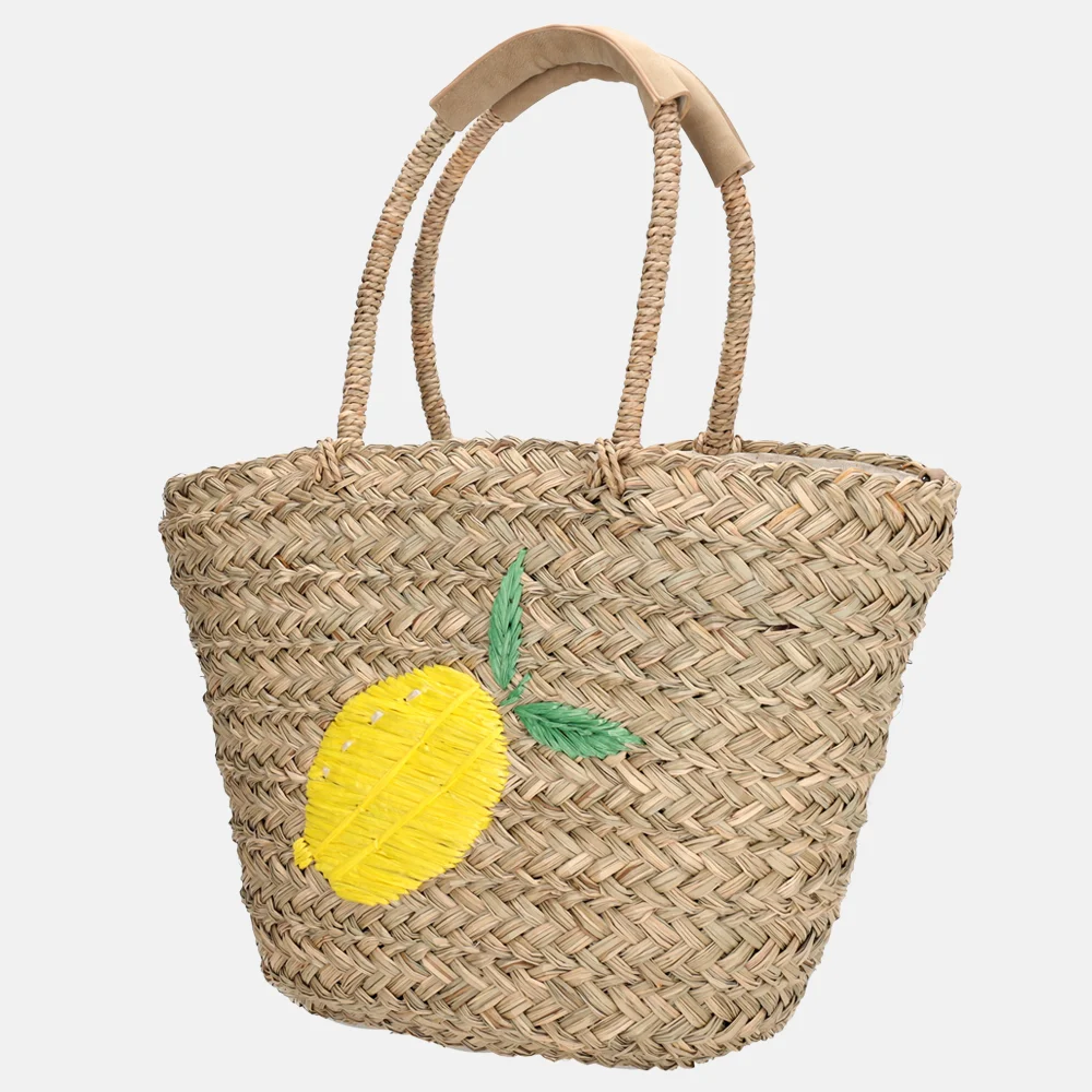 Zebra Trends rieten strandtas lemon bij Duifhuizen