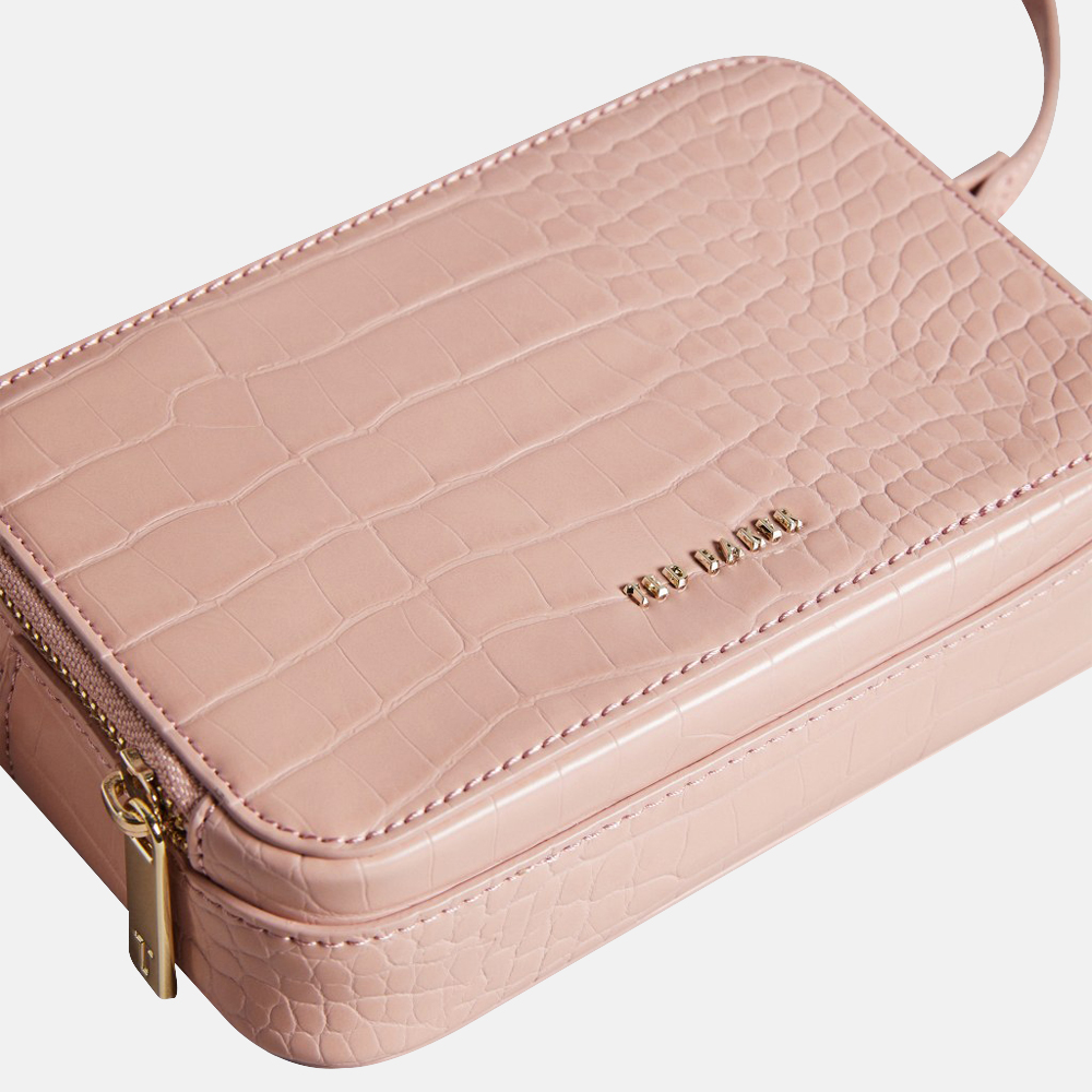 Ted Baker Stina Croco crossbody tas pale pink bij Duifhuizen