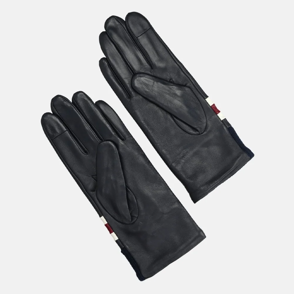 Tommy Hilfiger Luxe leather handschoenen space blue bij Duifhuizen