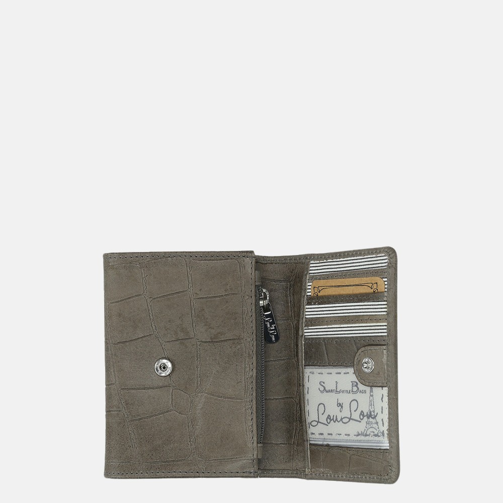 LouLou Essentiels Vintage Croco SLB XS portemonnee dark grey bij Duifhuizen