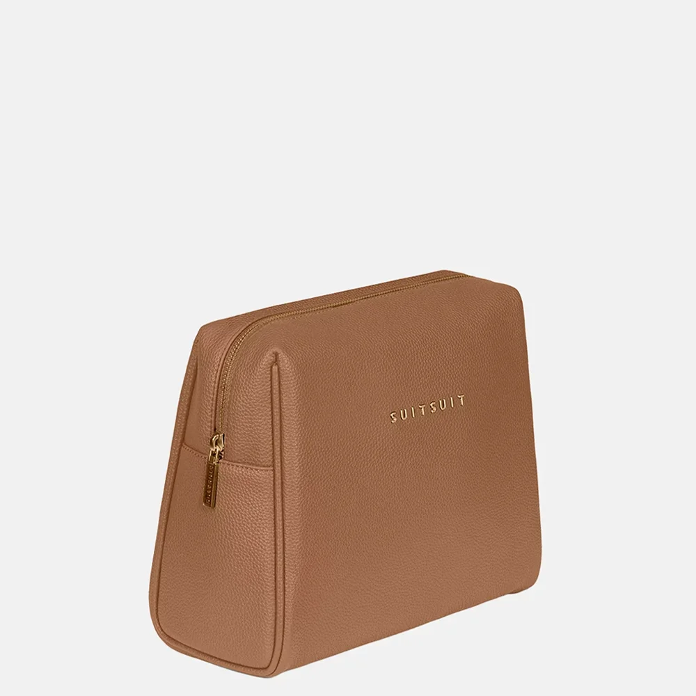 Suitsuit Fab Seventies toilettas camel bij Duifhuizen
